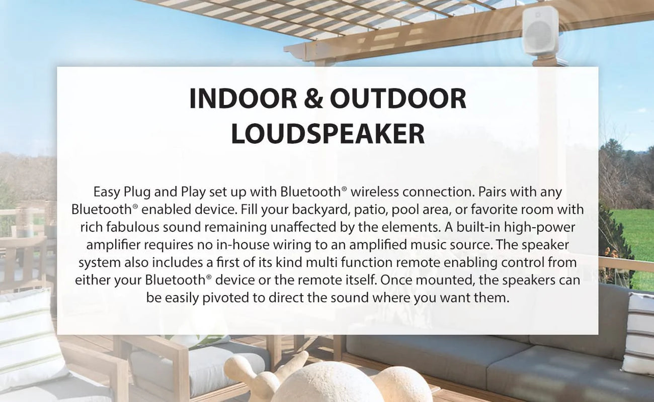 Soundpro Dual Bluetooth Weatherproof Indoor & Outdoor Wall-Mount Loudspeakers
