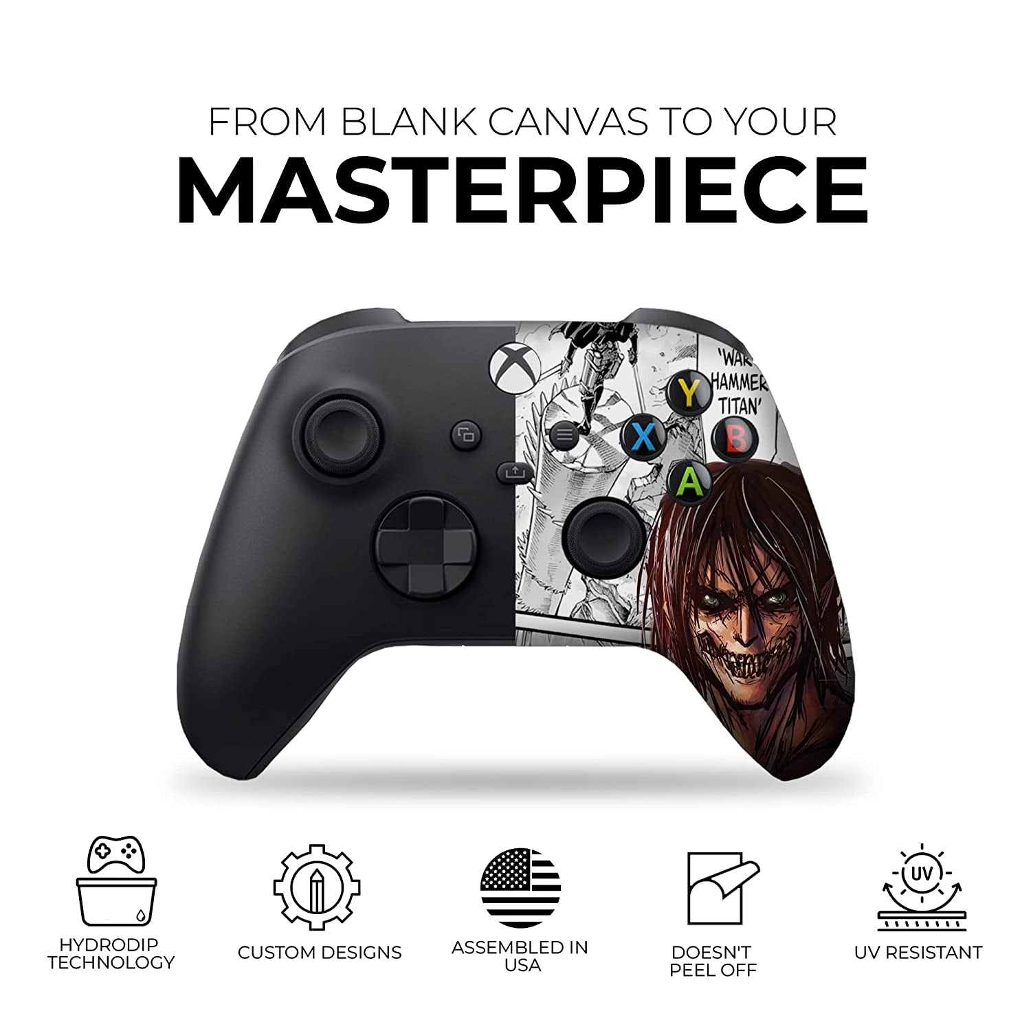 Attackk on Titan Custom X-Box Controller Wireless Compatible with X-Box One/X-Box Series X/S by  | Proudly Customized in USA with Permanent HYDRO-DIP Printing(Not JUST a SKIN) (MODDED)
