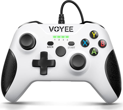 Xbox One Controller, Wired Controller Compatible with Xbox One/X/S/Pc Windows 11/10/8/7 with Headphone Jack/Double Shock - White