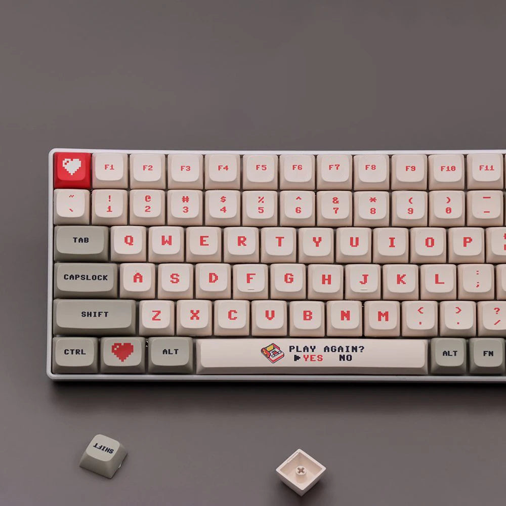 138 Keys Anime Retro Red and White Machine Keycaps Dye Sub PBT XDA Profile for MX Switch DIY Ducky Game Mechanical Keyboard