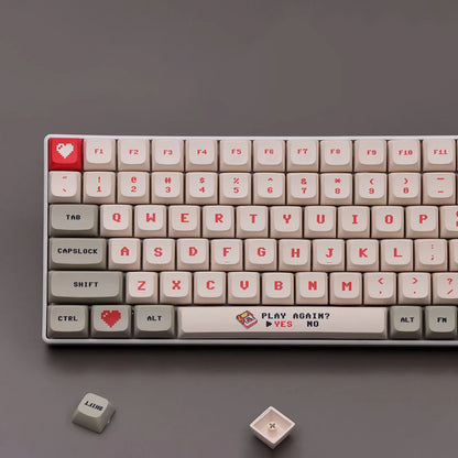 138 Keys Anime Retro Red and White Machine Keycaps Dye Sub PBT XDA Profile for MX Switch DIY Ducky Game Mechanical Keyboard