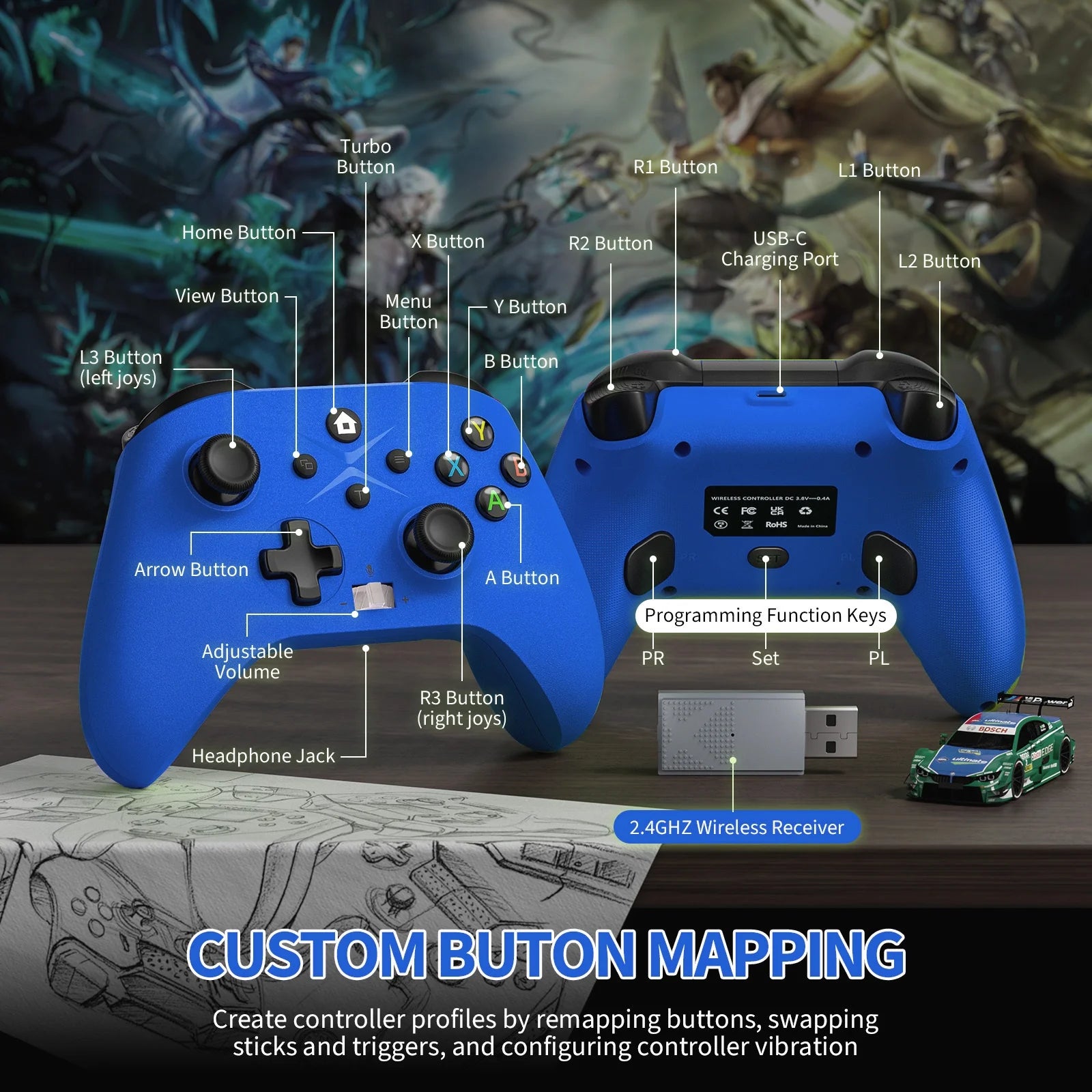 Controller -  Gamepad Compatible with Xbox Series S/X/Elite, for Pc/Steam with Usb Cable
