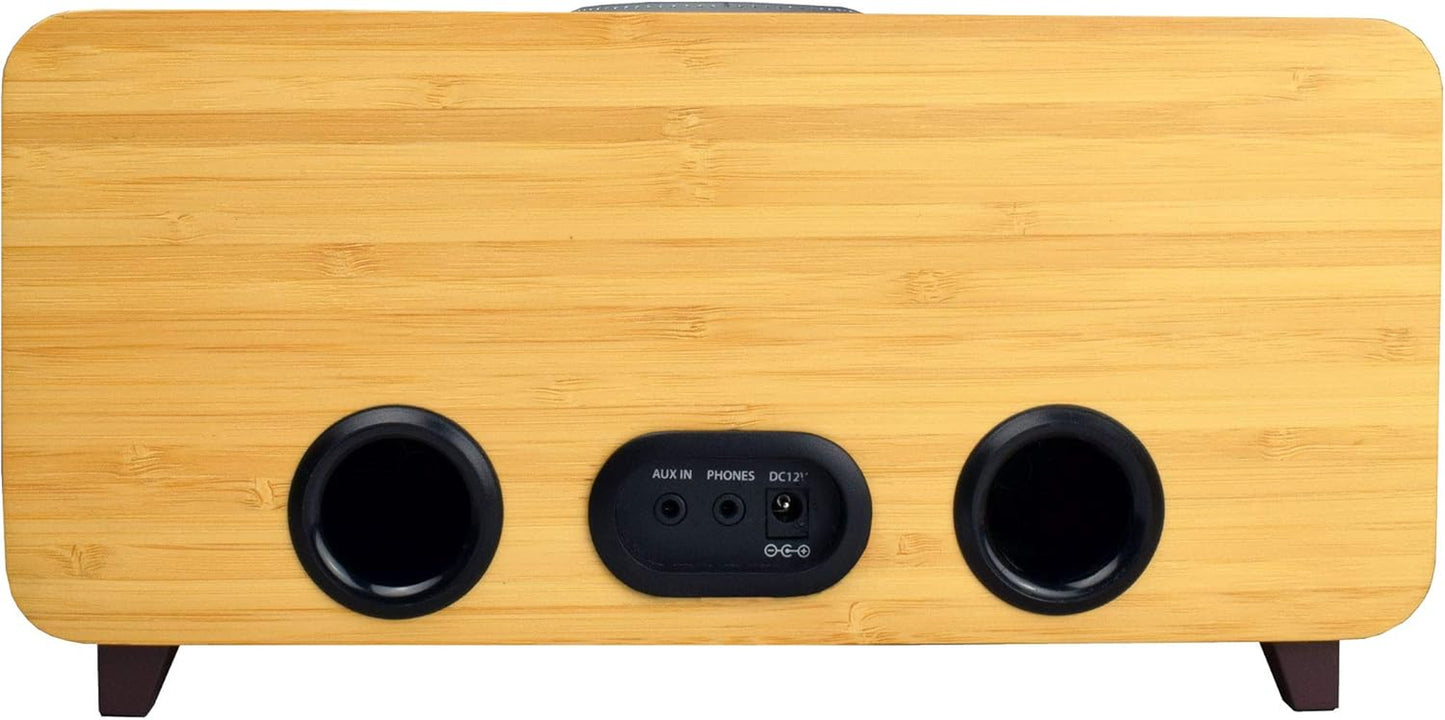 Bluetooth Smart Speaker, Built-In Alexa, Wifi and Streaming Capable, Sustainable Bamboo Wood Cabinet, Airadio, Black, VR-80B