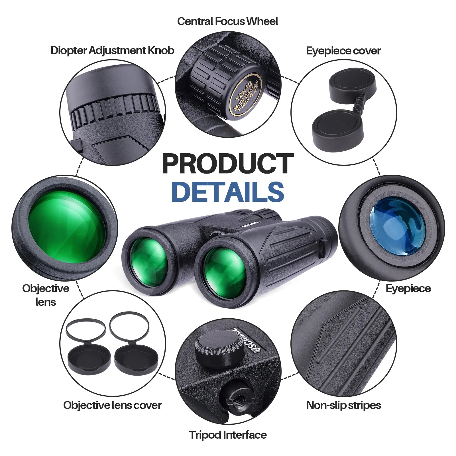 12X42 Binoculars for Adults & Kids, High-Powered Binoculars Waterproof Optics with Low-Light Night Vision for Bird Watching and Outdoor Activities