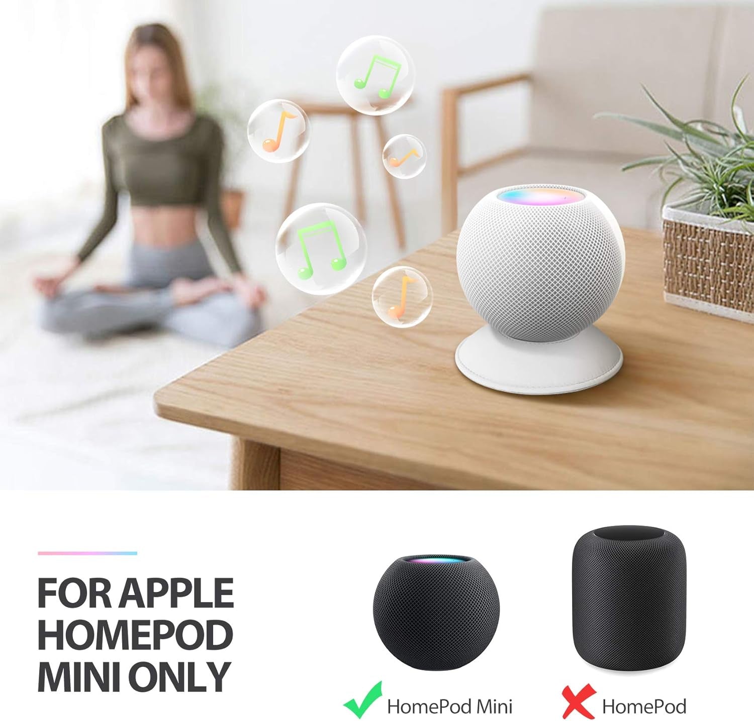 Homepod Mini Stand, Leather Desktop Bracket Scratch Free anti Slip Pad for Apple Homepod Mini - an Space Saving Accessory (Gray)