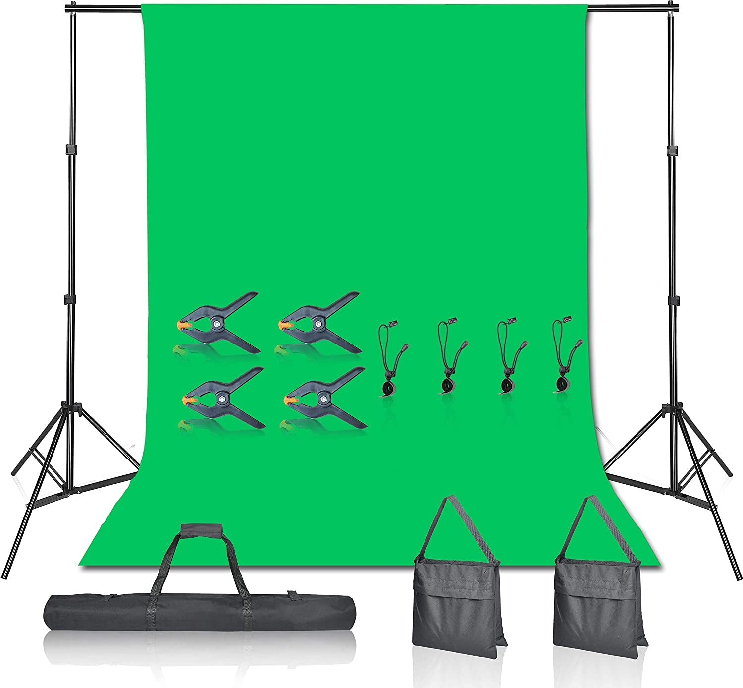 Photo Video Studio 7 X 10Ft Green Screen Backdrop Stand Kit, Photography Background Support System with 6 X 9Ft 100% Cotton Muslin Chromakey Curtain