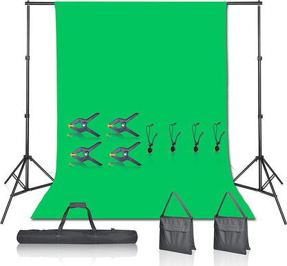 Photo Video Studio 7 X 10Ft Green Screen Backdrop Stand Kit, Photography Background Support System with 6 X 9Ft 100% Cotton Muslin Chromakey Curtain