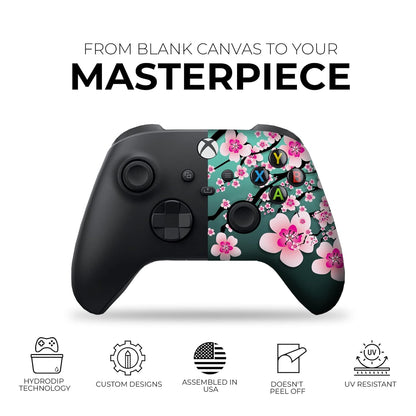 Cherry Blossom Custom X-Box Controller Wireless Compatible with X-Box One/Series X/S Proudly Customized in USA with Permanent HYDRO-DIP Printing(Not JUST a SKIN) (MODDED)
