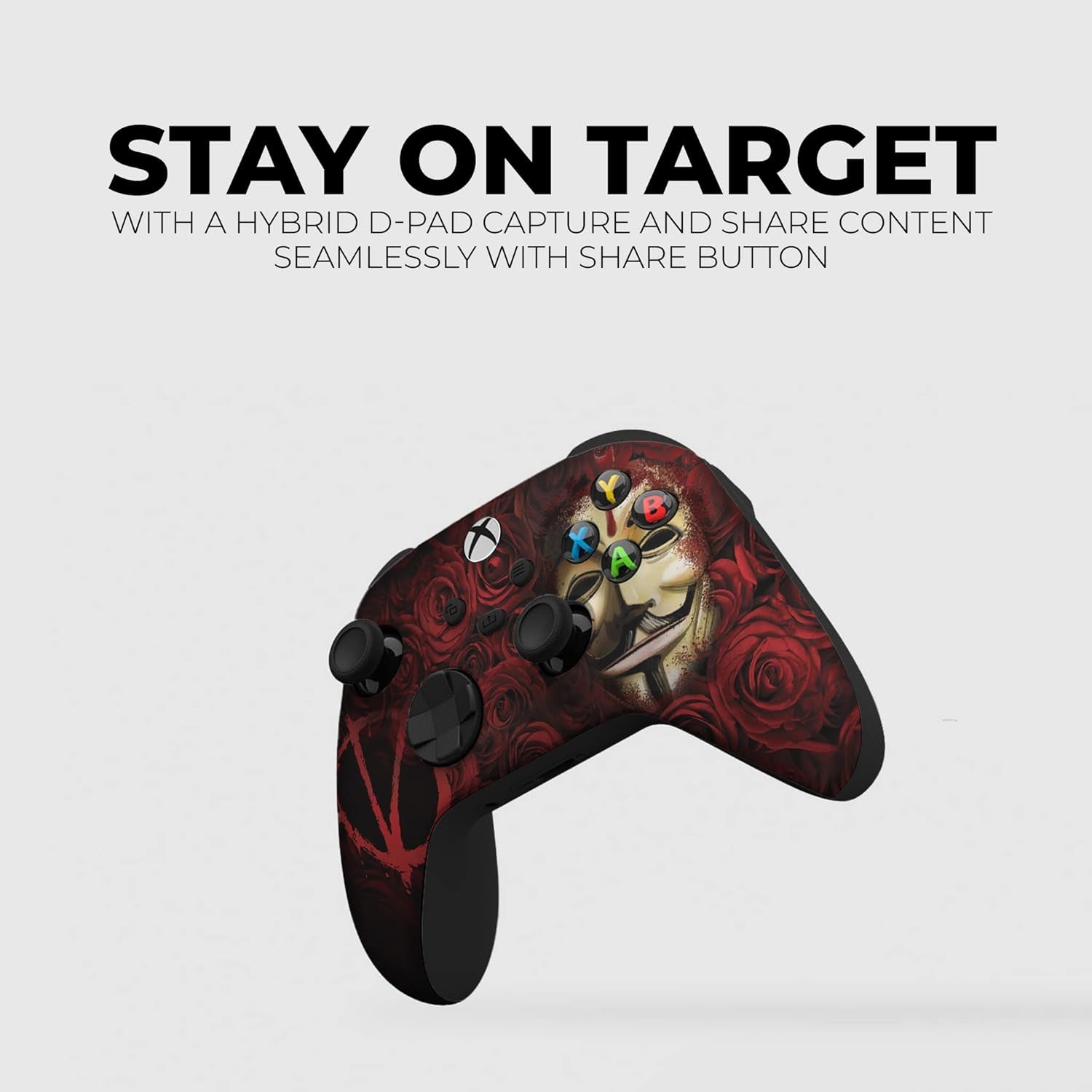 V for Venddeta Custom X-Box Controller Wireless Compatible with X-Box One/Series X/S Proudly Customized in USA with Permanent HYDRO-DIP Printing(Not JUST a SKIN) (MODDED)