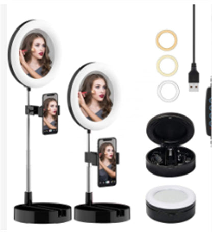 Ring Light Selfie Light LED Desktop Beauty Vibrato Live Streaming Artifact Folding Stand