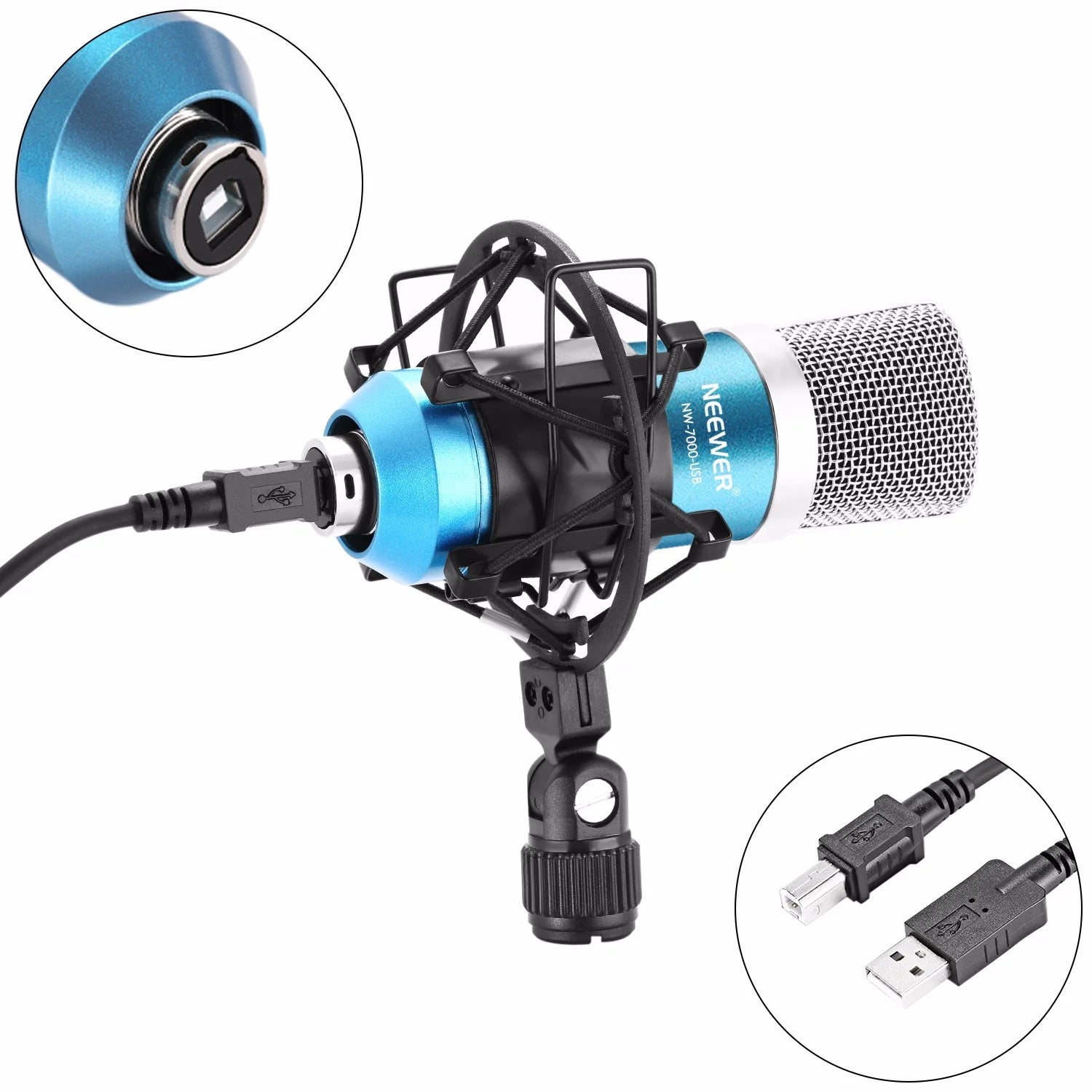 Neewer NW-7000 USB Premium Studio Condenser Mic with NW-35 Flexible Boom Stand, Shock Mount, and Desk Clamp Kit for Streaming and Audio Recording
