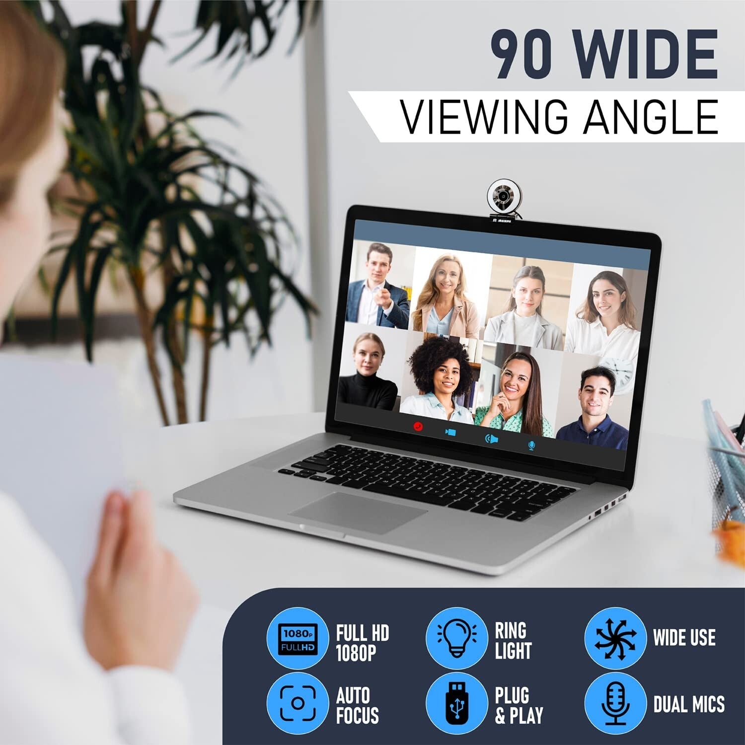 Agape Streaming Webcam with Dual Microphone 1080P Adjustable Right Light Pro ...