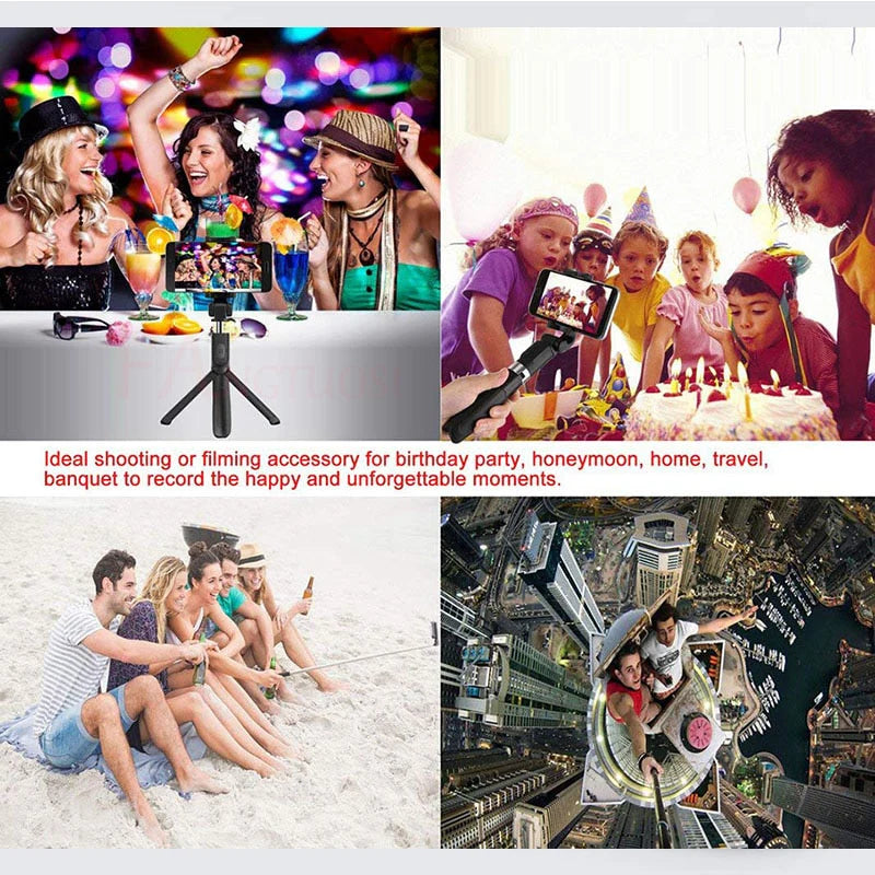 Universal Bluetooth Selfie Stick for Apple, Adjustable Tripod Stand with Live Streaming Mount for Mobile Devices