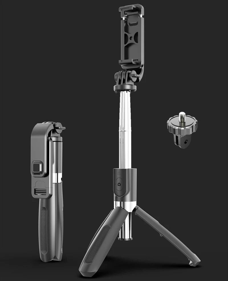 Universal Bluetooth Selfie Stick for Apple, Adjustable Tripod Stand with Live Streaming Mount for Mobile Devices