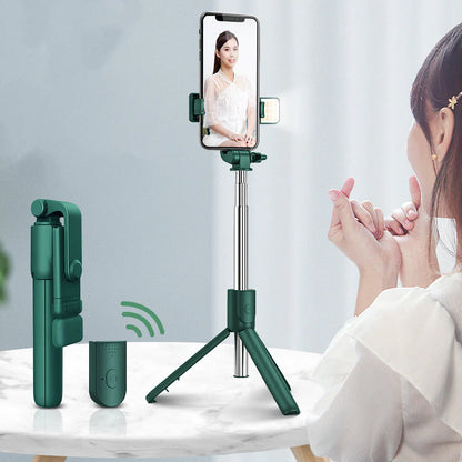 Universal Bluetooth Selfie Stick for Apple, Integrated Phone Stand with Remote Control for Live Streaming and Photography
