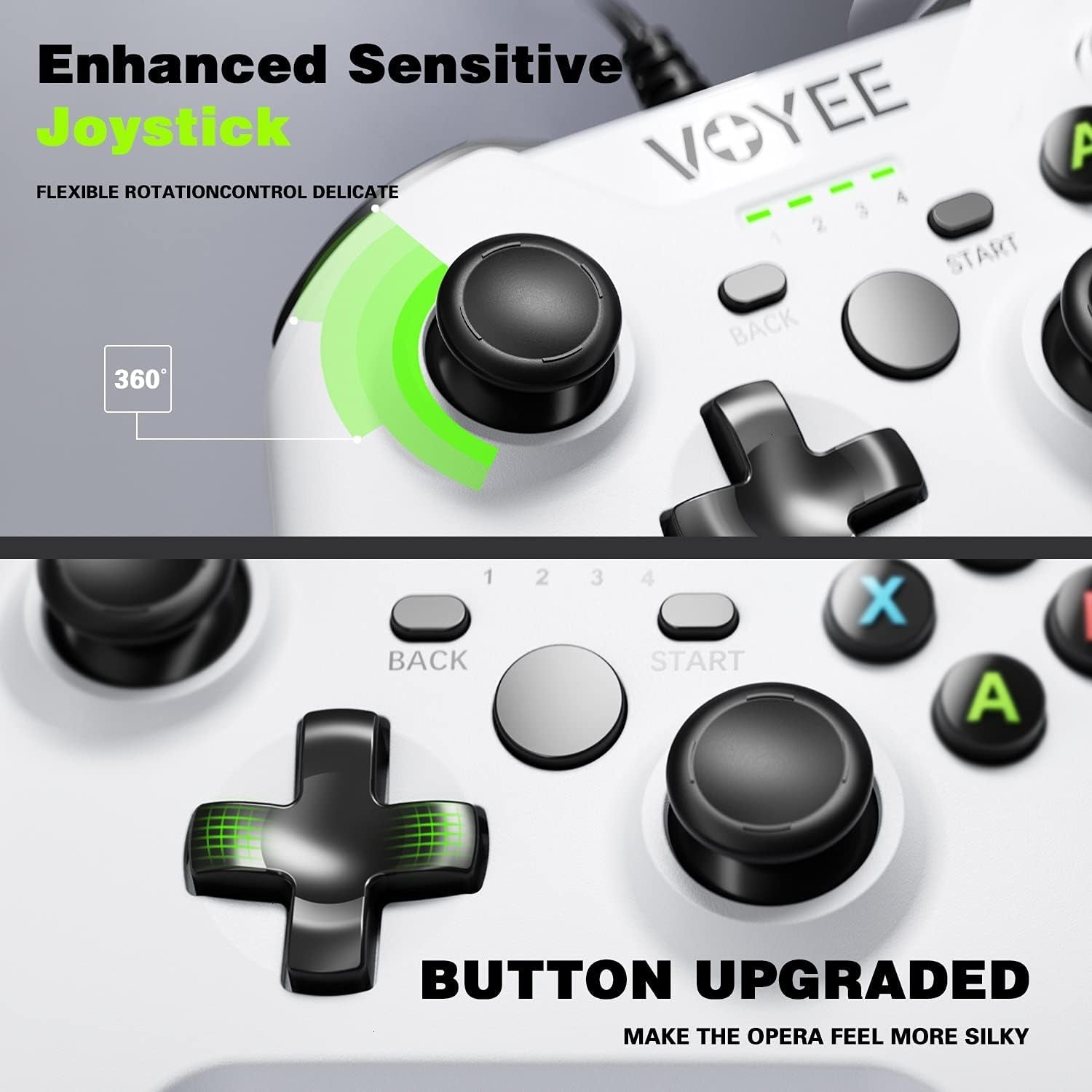 Xbox One Controller, Wired Controller Compatible with Xbox One/X/S/Pc Windows 11/10/8/7 with Headphone Jack/Double Shock - White