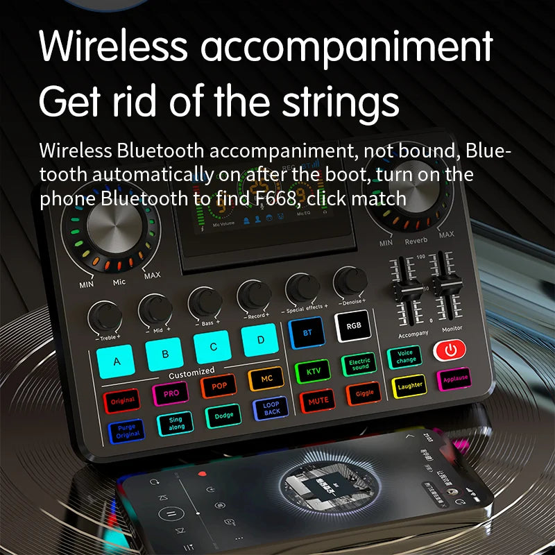 Live Broadcast Blog Equipment Live Sound Card with Microphone Set Bluetooth Audio Recording Mixer for Computer Live Streaming