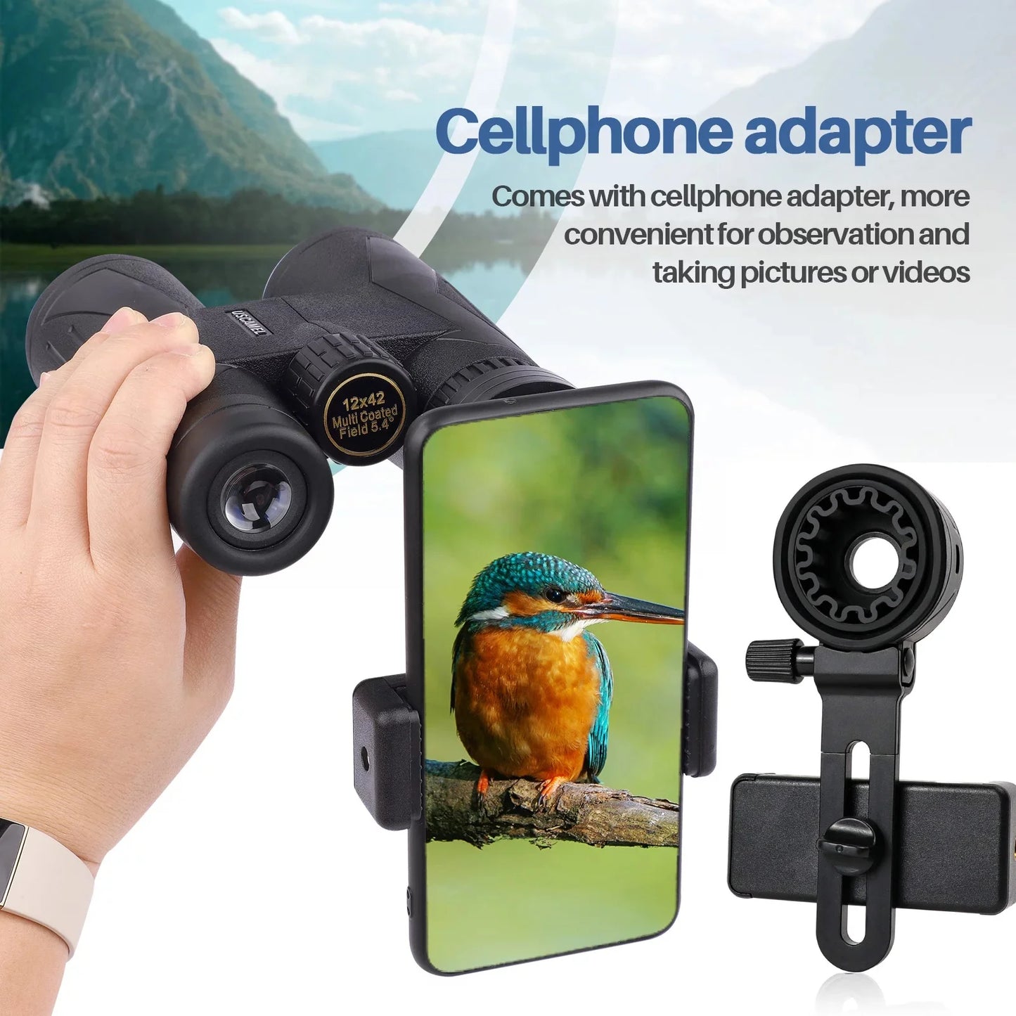 12X42 Binoculars for Adults & Kids, High-Powered Binoculars Waterproof Optics with Low-Light Night Vision for Bird Watching and Outdoor Activities