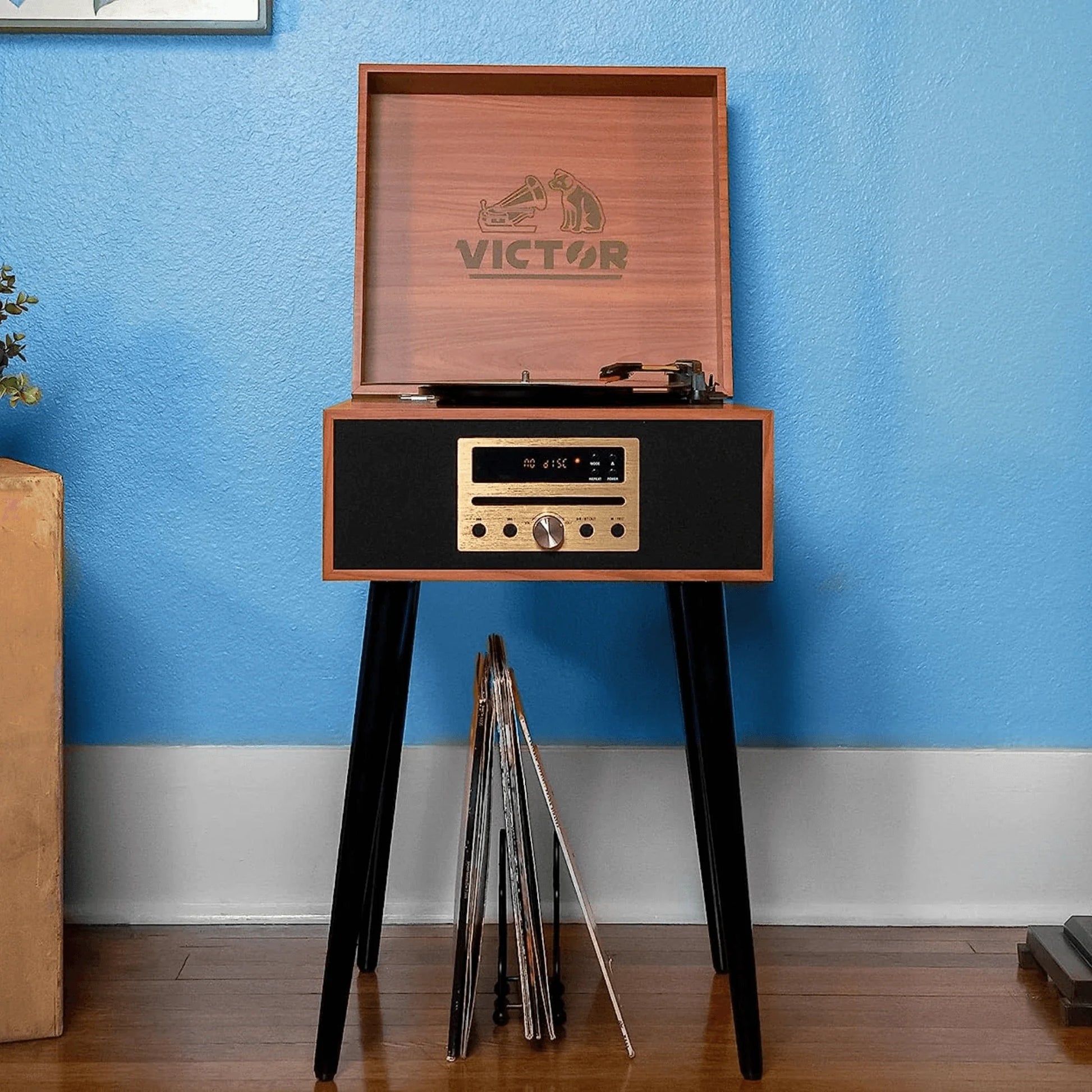 Victor Newbury 8-In-1 Music Center W Chair-Height Legs, USB Slot & AM FM Radio