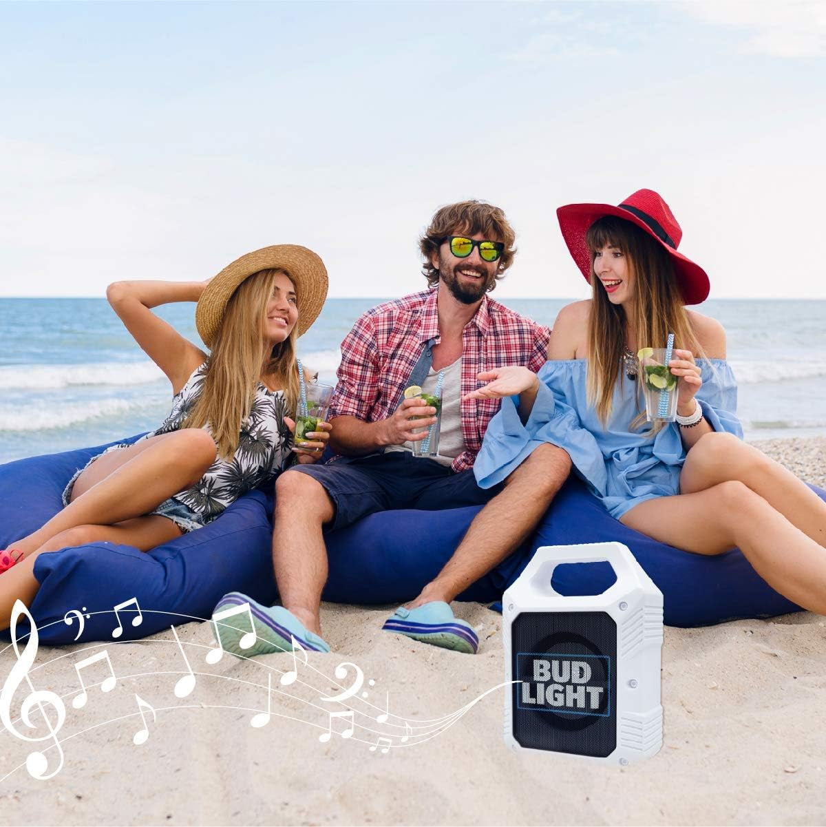 Bud Light Portable Bluetooth Wireless Speaker with Led Lighting 1200Mah Rechargeable Battery Premium Bass & Clear Music Zero Distortion Connect with USB TF Card