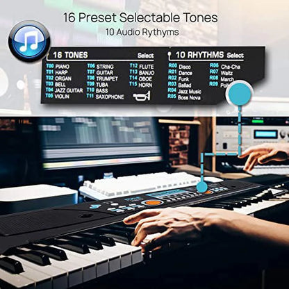 PKBRD6111 Electronic 2-In-1 Streaming Karaoke Portable Piano Keyboard