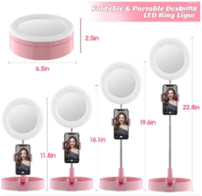 Ring Light Selfie Light LED Desktop Beauty Vibrato Live Streaming Artifact Folding Stand