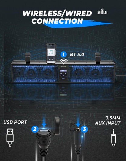 B0117-01801BK 26'' RGB ATV UTV Sound Bar Bluetooth Vehicle Speakers