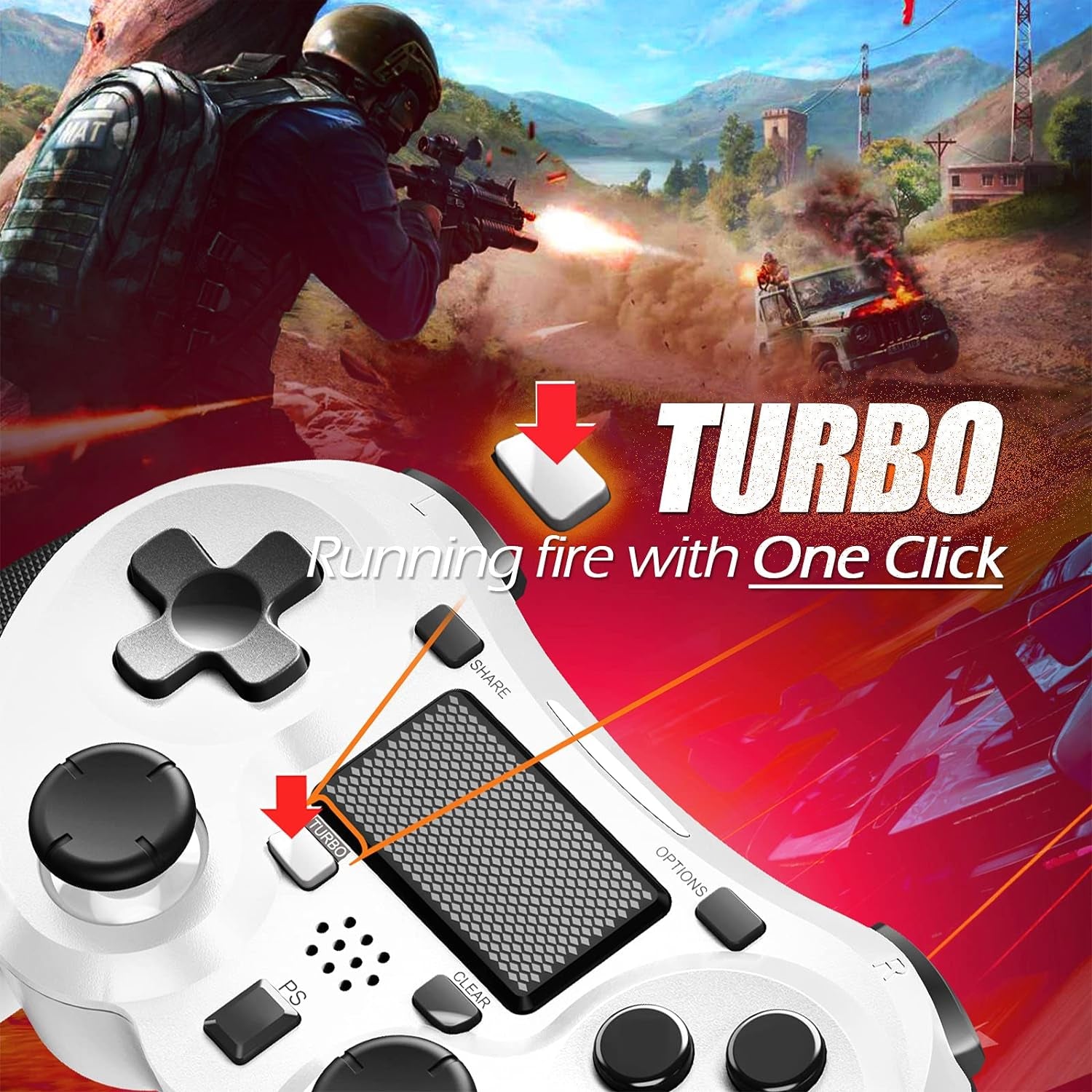 Wireless Controllers Compatible with Play-Station 4 Game Controllers for PS-4 Pro/Ps-4 Slim, Built-In Speaker & Stereo Headset Jack Multitouch Pad Rechargeable Lithium Battery