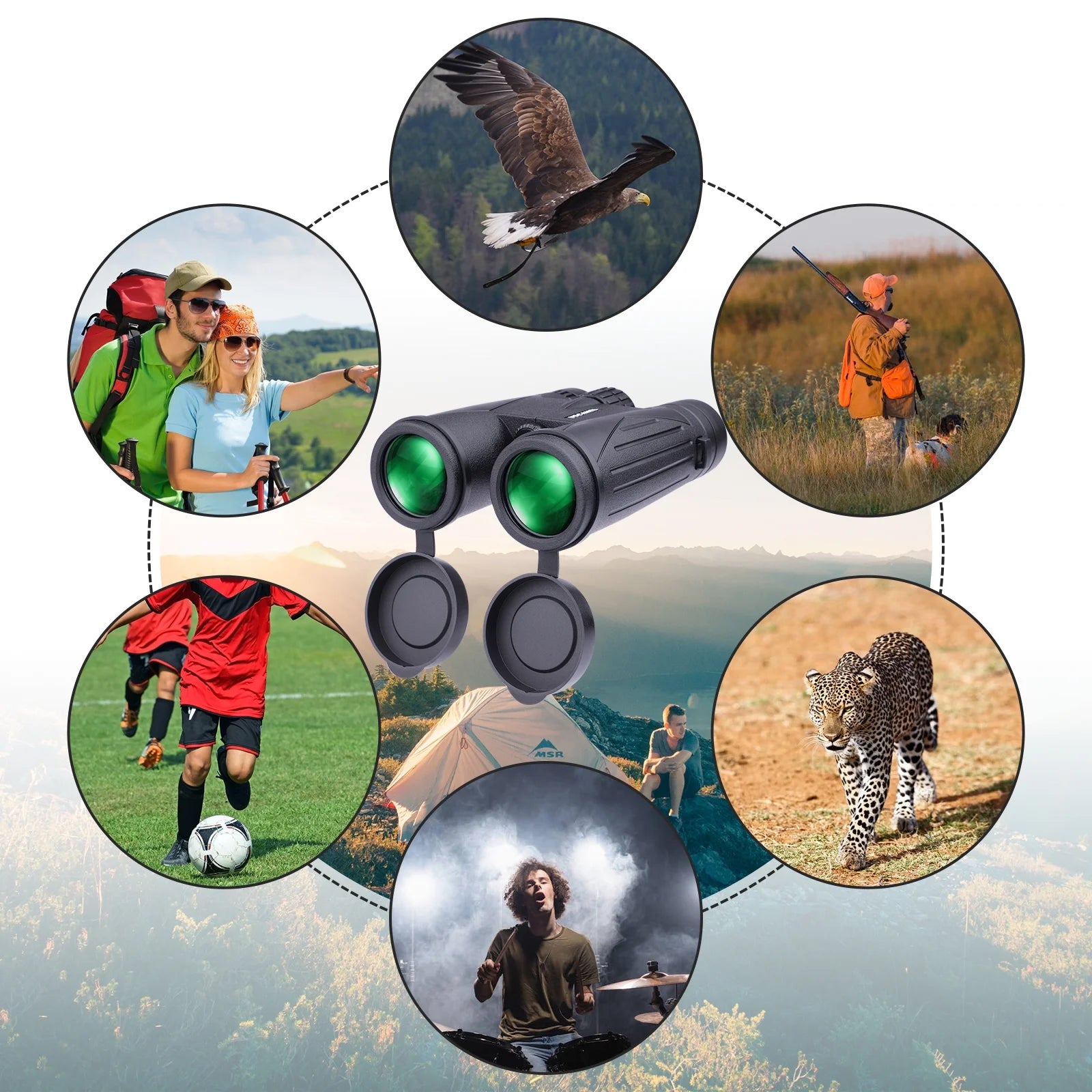 12X42 Binoculars for Adults & Kids, High-Powered Binoculars Waterproof Optics with Low-Light Night Vision for Bird Watching and Outdoor Activities