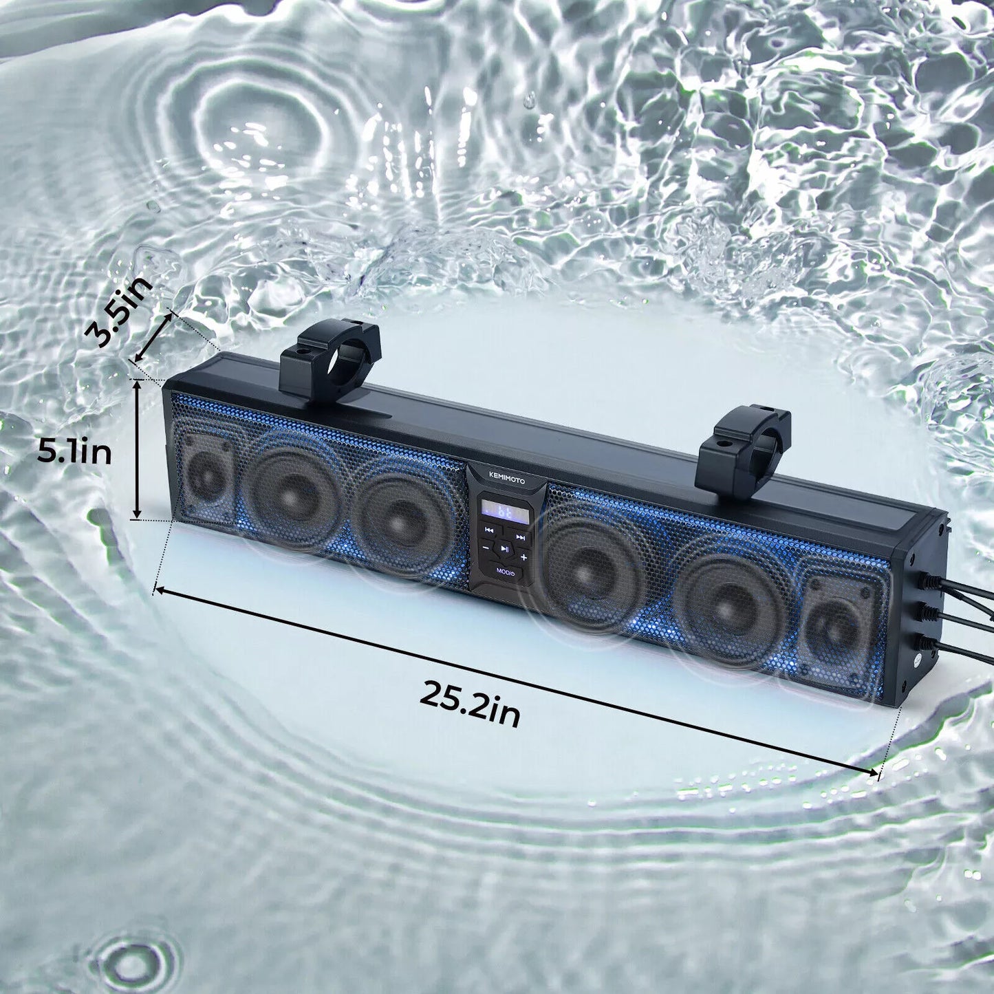 B0117-01801BK 26'' RGB ATV UTV Sound Bar Bluetooth Vehicle Speakers