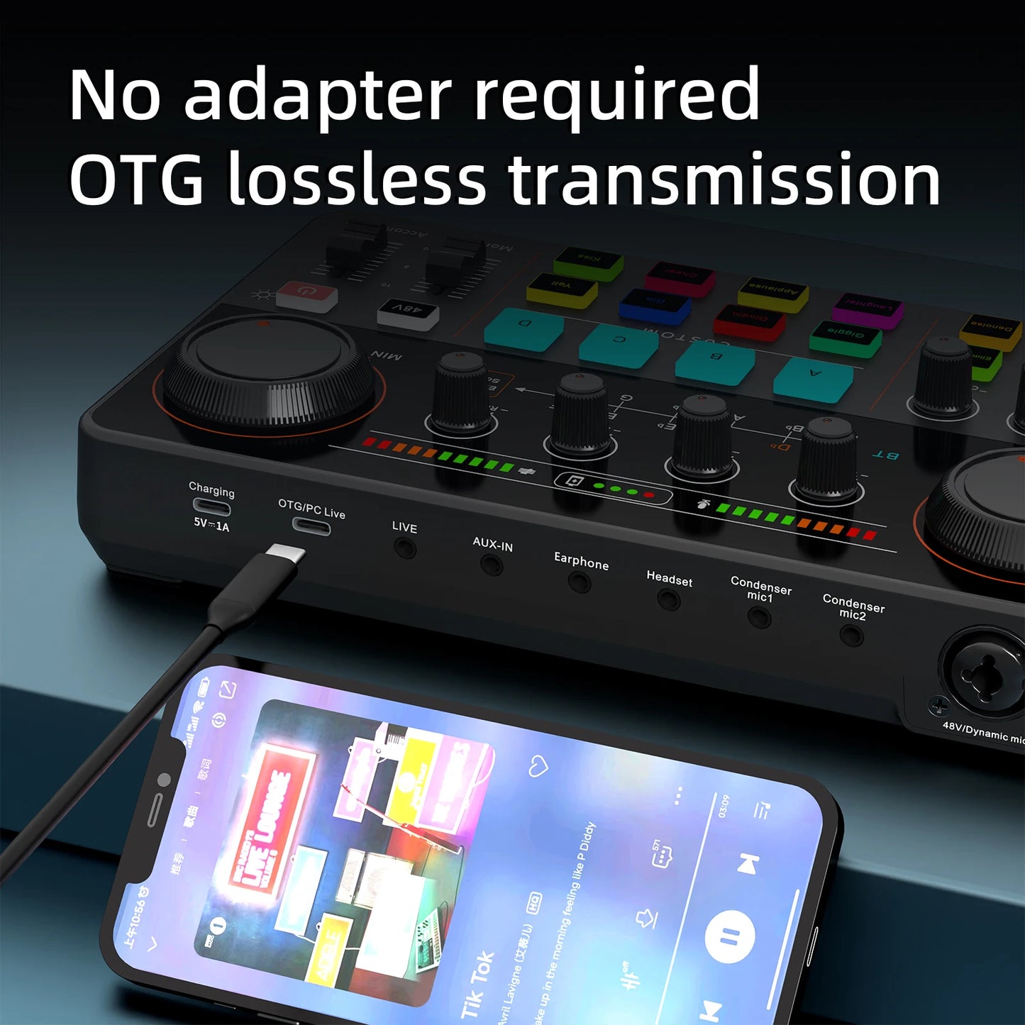 Bluetooth-Compatible Live Sound Card Streaming Mixer Sound Card Audio for Game Voice Podcast Live Streaming Podcast Accessories
