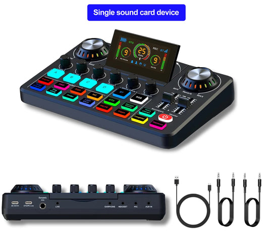 Live Broadcast Blog Equipment Live Sound Card with Microphone Set Bluetooth Audio Recording Mixer for Computer Live Streaming