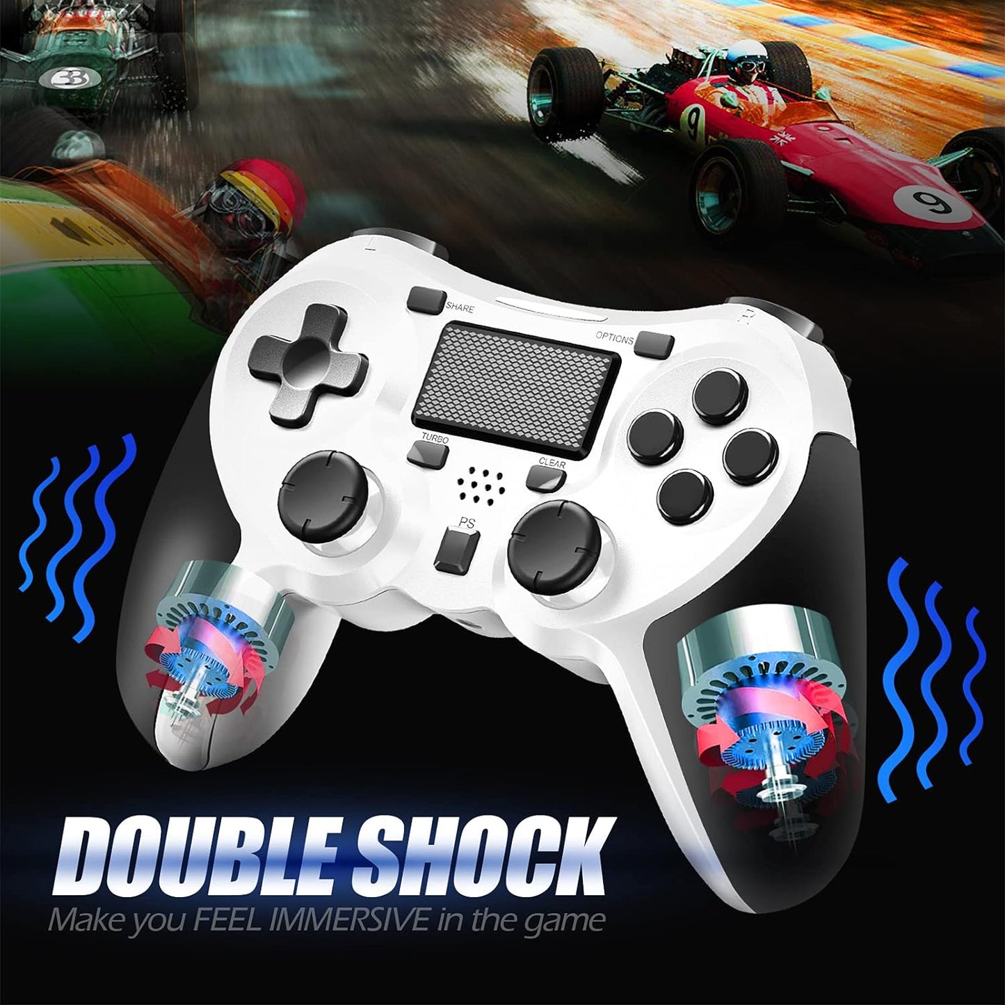 Wireless Controllers Compatible with Play-Station 4 Game Controllers for PS-4 Pro/Ps-4 Slim, Built-In Speaker & Stereo Headset Jack Multitouch Pad Rechargeable Lithium Battery
