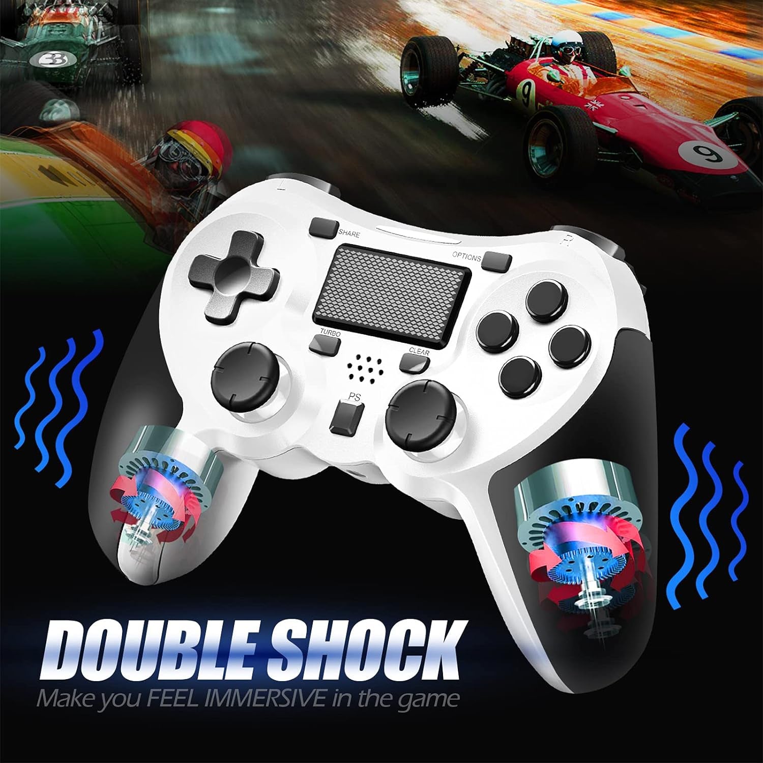 Wireless Controllers Compatible with Play-Station 4 Game Controllers for PS-4 Pro/Ps-4 Slim, Built-In Speaker & Stereo Headset Jack Multitouch Pad Rechargeable Lithium Battery