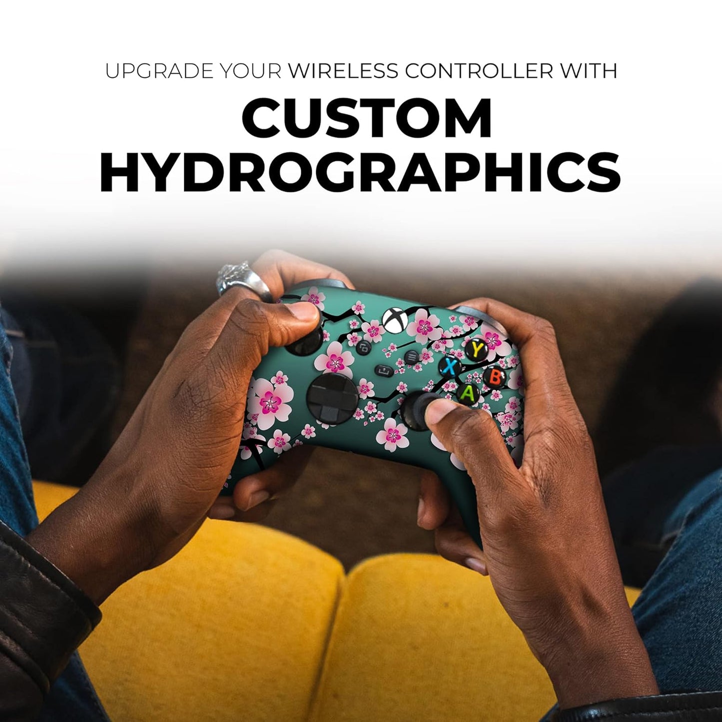 Cherry Blossom Custom X-Box Controller Wireless Compatible with X-Box One/Series X/S Proudly Customized in USA with Permanent HYDRO-DIP Printing(Not JUST a SKIN) (MODDED)