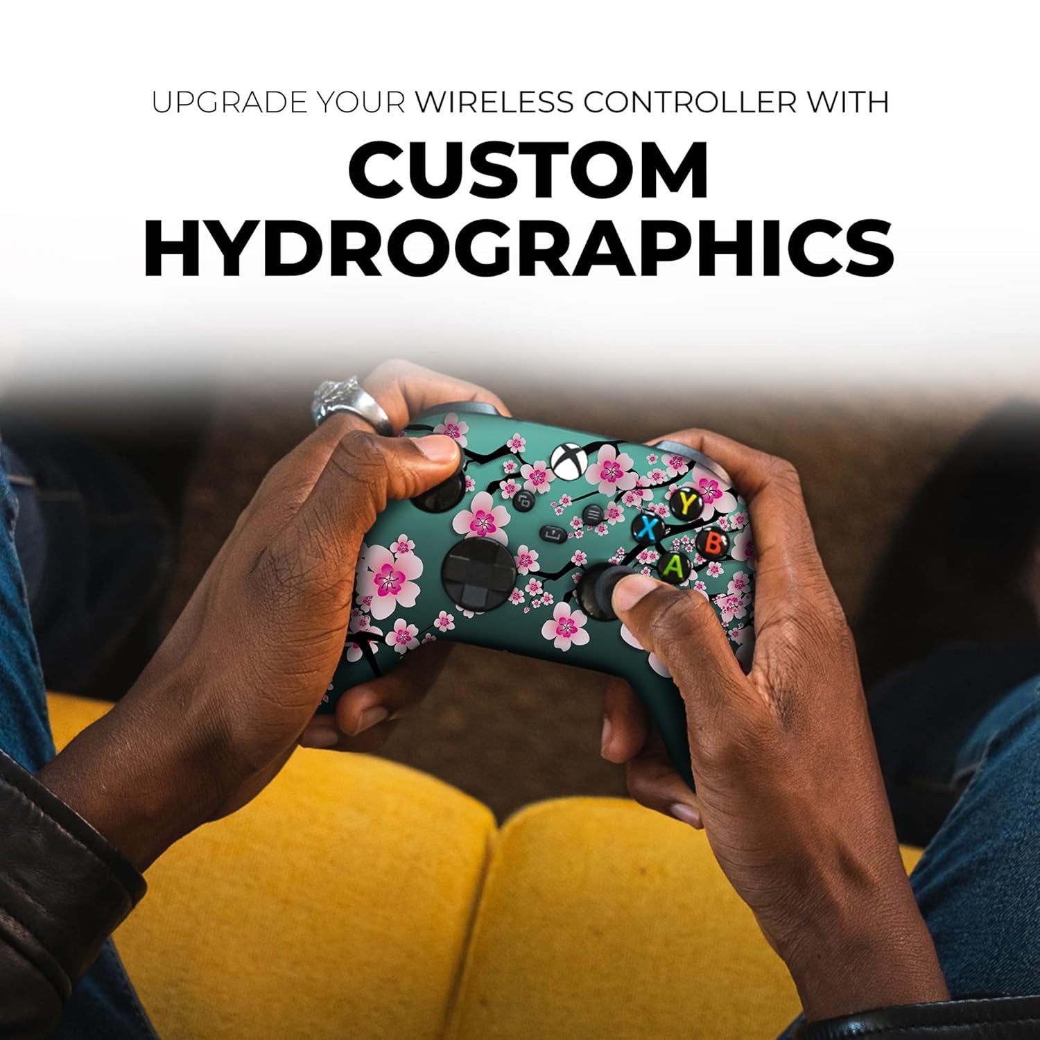 Cherry Blossom Custom X-Box Controller Wireless Compatible with X-Box One/Series X/S Proudly Customized in USA with Permanent HYDRO-DIP Printing(Not JUST a SKIN) (MODDED)
