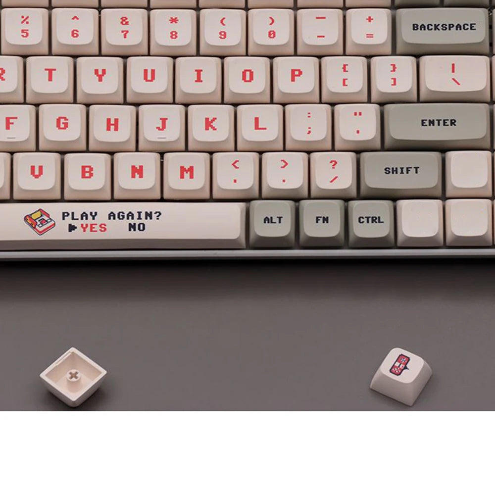 138 Keys Anime Retro Red and White Machine Keycaps Dye Sub PBT XDA Profile for MX Switch DIY Ducky Game Mechanical Keyboard