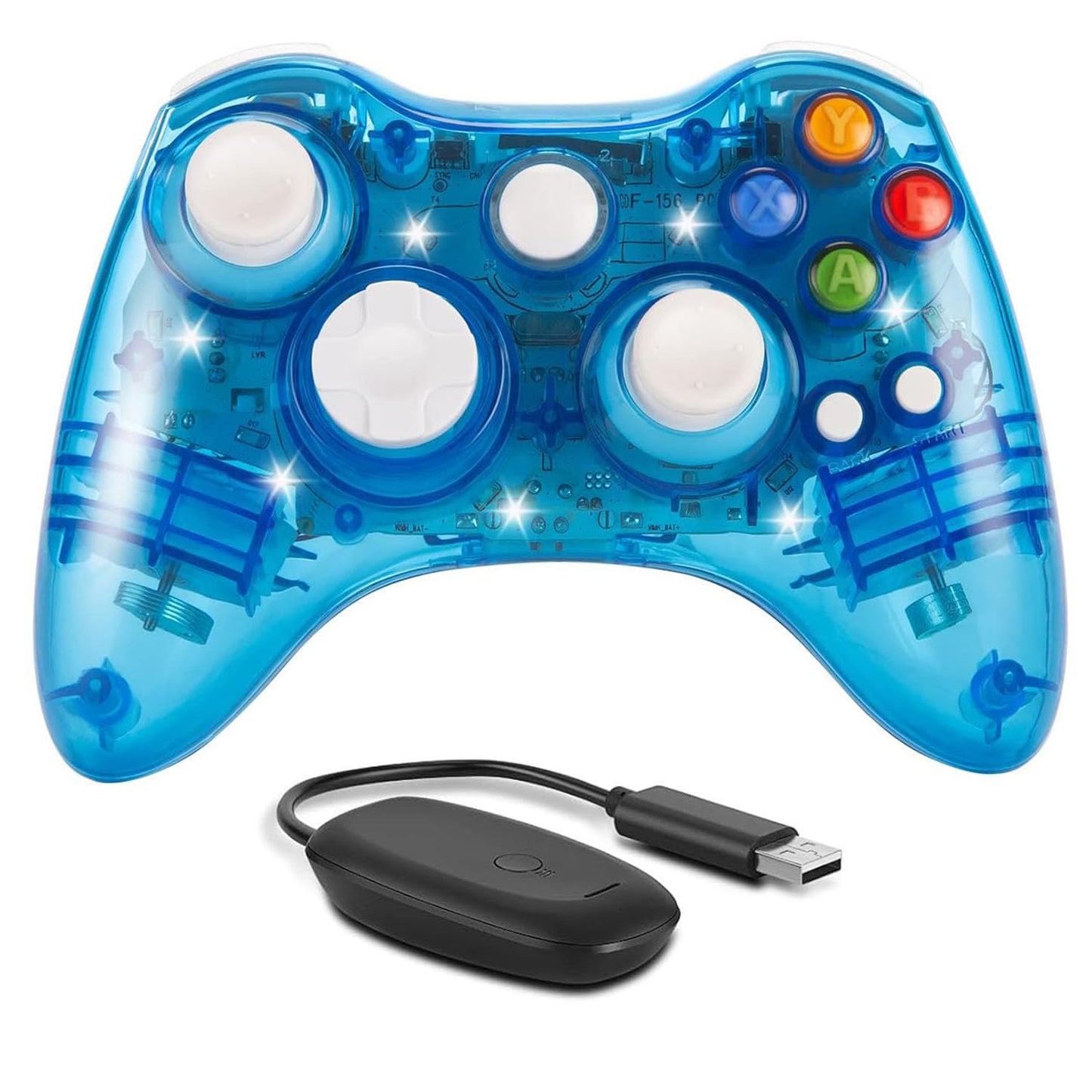 2.4GHZ Wireless Controller for Xbox 360 Controller, Wireless Remote Joystick Gamepad with USB Receiver Adapter for Xbox 360&360 Slim/Pc Windows 10 8 11 Blue