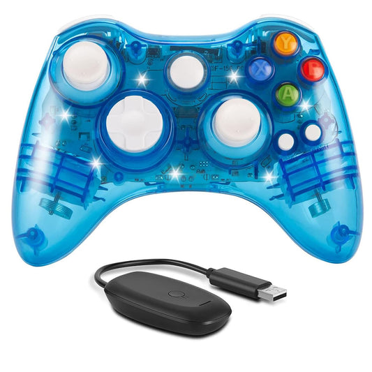 2.4GHZ Wireless Controller for Xbox 360 Controller, Wireless Remote Joystick Gamepad with USB Receiver Adapter for Xbox 360&360 Slim/Pc Windows 10 8 11 Blue