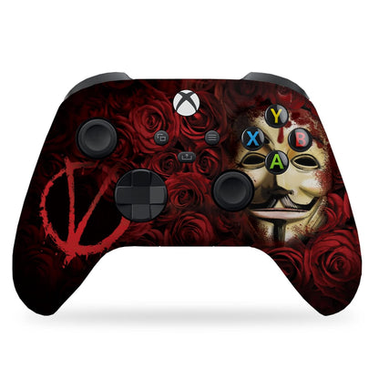 V for Venddeta Custom X-Box Controller Wireless Compatible with X-Box One/Series X/S Proudly Customized in USA with Permanent HYDRO-DIP Printing(Not JUST a SKIN) (MODDED)