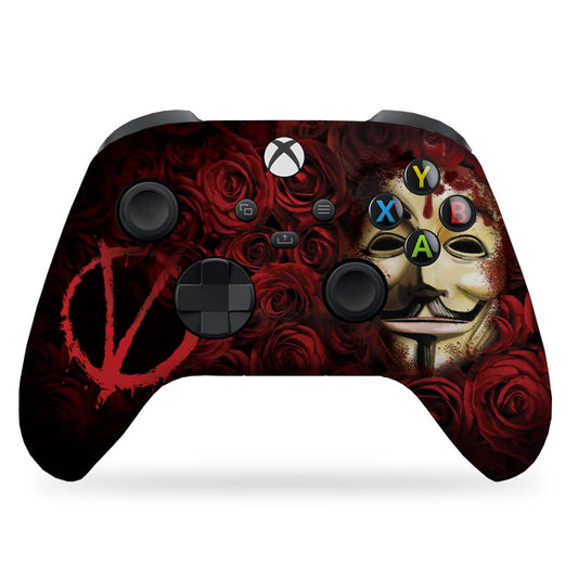 V for Venddeta Custom X-Box Controller Wireless Compatible with X-Box One/Series X/S Proudly Customized in USA with Permanent HYDRO-DIP Printing(Not JUST a SKIN) (MODDED)