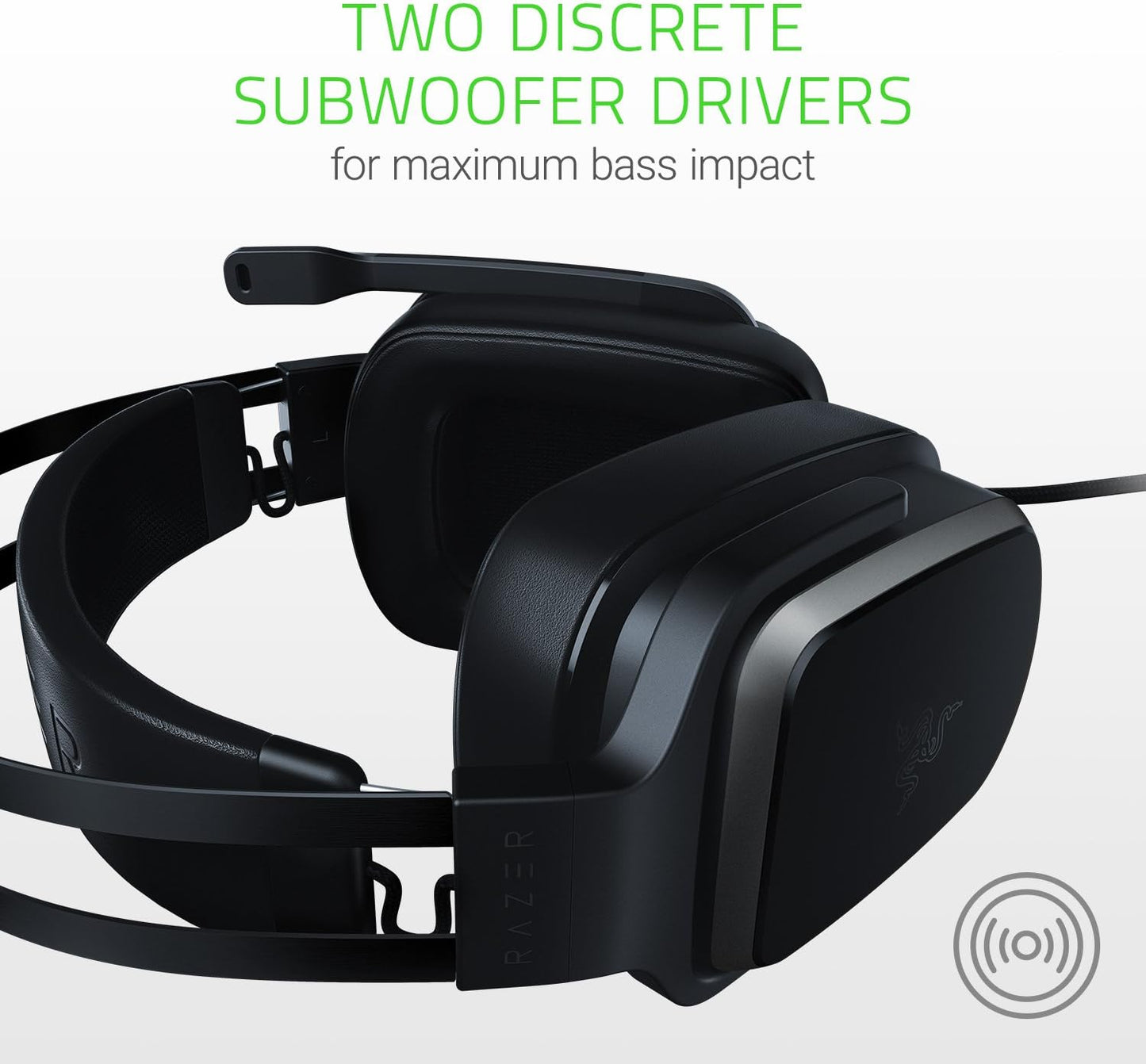 Tiamat 2.2 V2 Gaming Headset: Dual Subwoofers - In-Line Audio Control - Rotatable Boom Mic - Works with PC - Classic Black, Black (RZ04-02080100-R3U1)