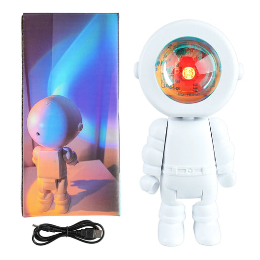 Cosmic Space Explorer Robot Night Light LED Projector for Rooms Streaming Party Decor USB Touch Control 7 Color Modes