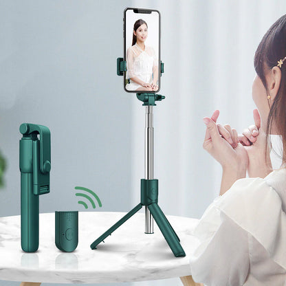 Universal Bluetooth Selfie Stick for Apple, Integrated Phone Stand with Remote Control for Live Streaming and Photography