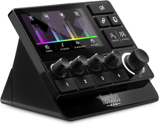 Stream 200 XLR, Pro Audio Mixer for Advanced Content Creators, Streaming, and Gaming, with XLR Mic Pre-Amp, LCD Screen, 4 Actions Buttons and Customizable Interface. Compatible with PC